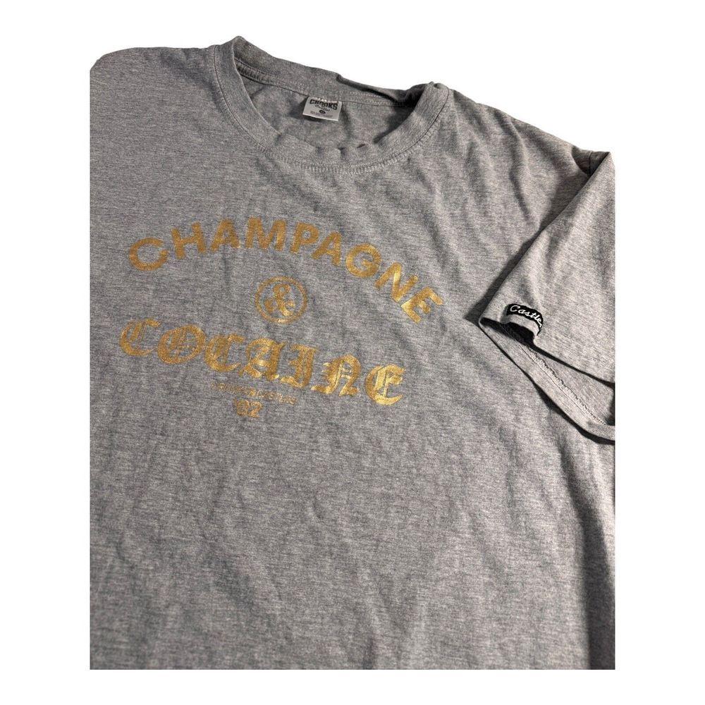 Crooks and Castles T Shirt Mens XL Heather Gray & Gold Champange & Coke 2002